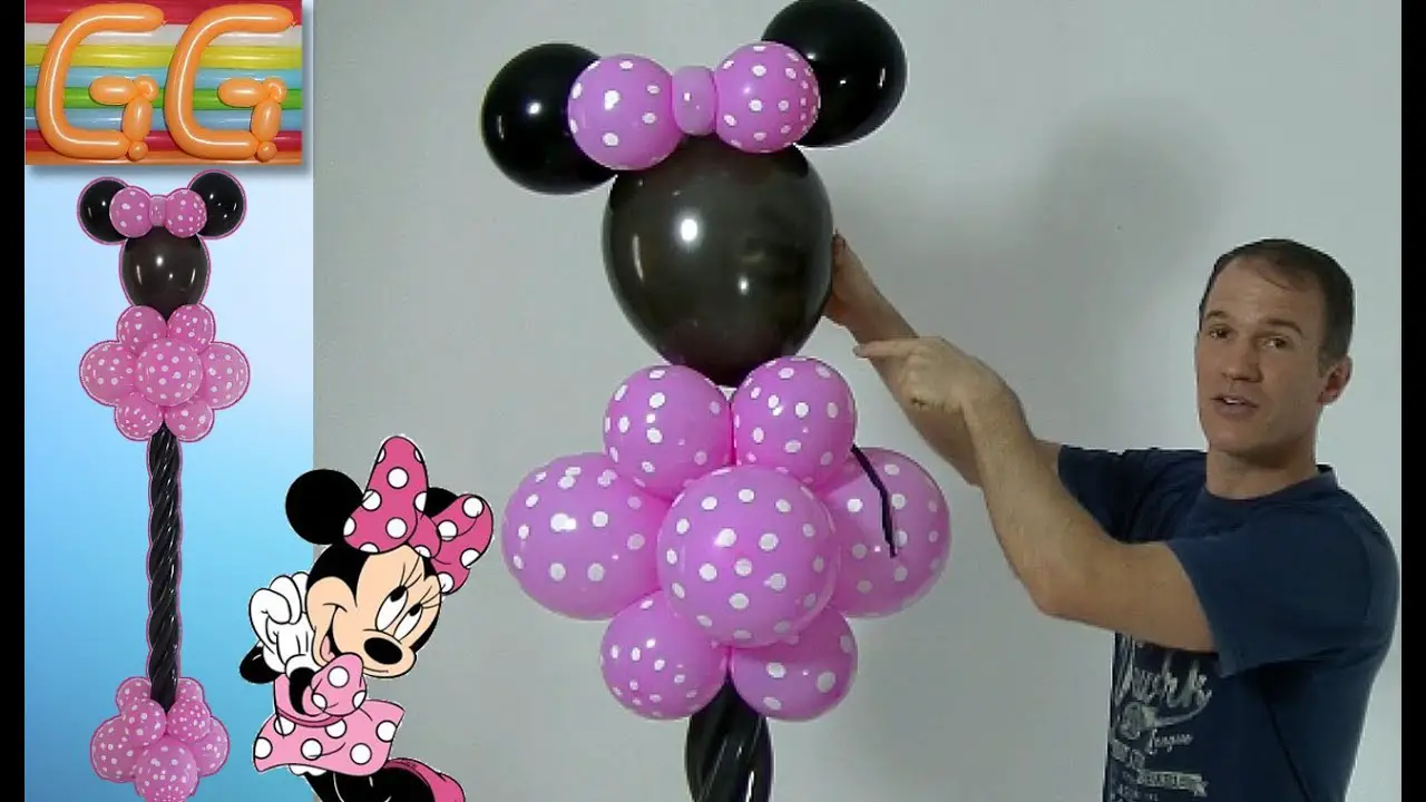Decoracion con globos para cumpleaños de minnie